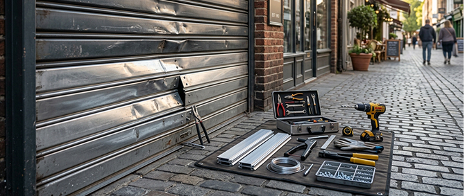 Commercial roller shutter installation for a business premises